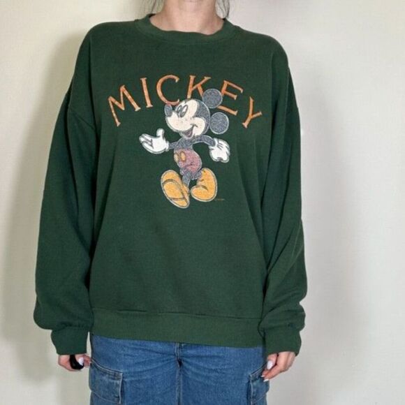 Vintage Velva Sheen Disney Mickey Mouse Sweater Green Crewneck Size XL - Picture 1 of 7